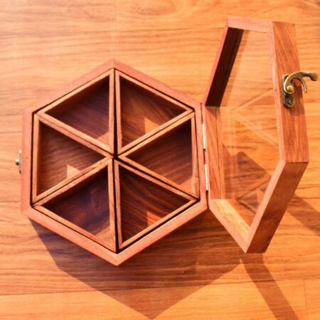 Wooden Hexagonal Masala Box